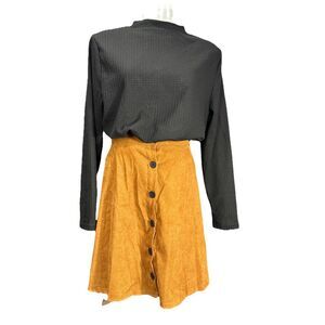Emery Rose 3XL Or 4ZL Set Brown Corduroy Skirt And Black Waffle Knit Long Sleeve